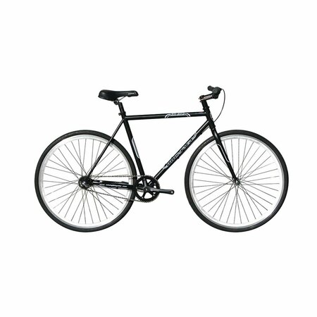 MICARGI 57 cm Hi-Ten Steel & Aluminum Frame Fixed Gear Road Bicycle; Black & White RD-269-57-BK